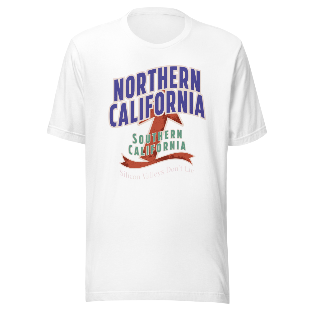 Northern California Over Southern California tee — Silicon Valleys Don't Lie