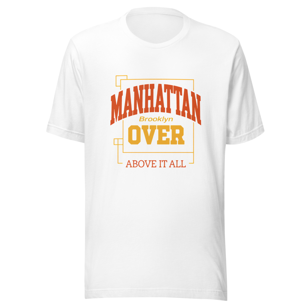 Manhattan Over Brooklyn tee — Brooklyn wrote the Etsy listing. Manhattan bought the building.