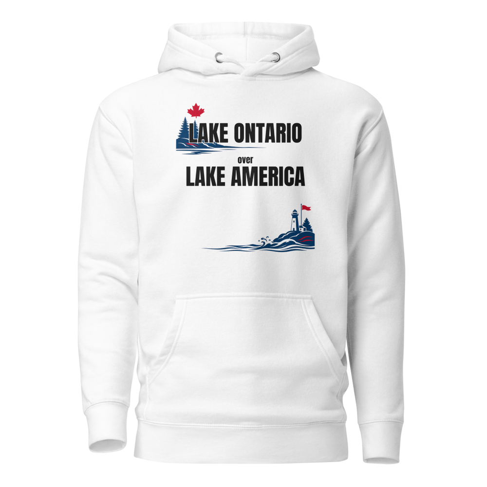 Lake Ontario above Lake America t-shirt — Classic Text